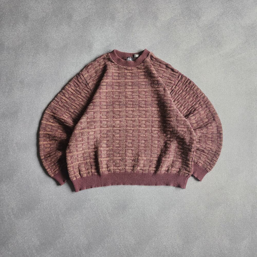 Vintage 90's Haggar Cotton Acrylic Knit Grandpa Brown Sweater XXL